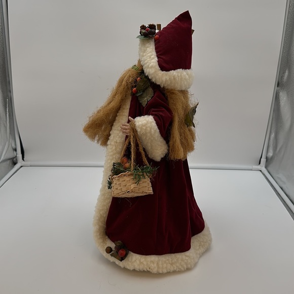 Christmas Tree Table Topper Santa Old World Nature Red Velvet Cape Green Body - Picture 4 of 16